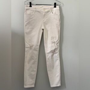 White House Black Market Women's White Skinny Distressed Jeans